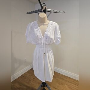 White Crochet Detail Dress